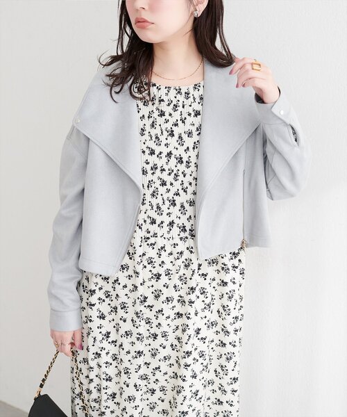 natural couture(ナチュラルクチュール)の「スエードライダースジャケット(ライダースジャケット・レディース・アイボリー/グレイッシュベージュ/チャコールグレー/ミント・FREE)」の11枚目の写真