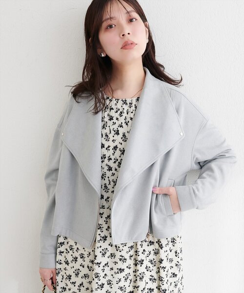 natural couture(ナチュラルクチュール)の「スエードライダースジャケット(ライダースジャケット・レディース・アイボリー/グレイッシュベージュ/チャコールグレー/ミント・FREE)」の10枚目の写真