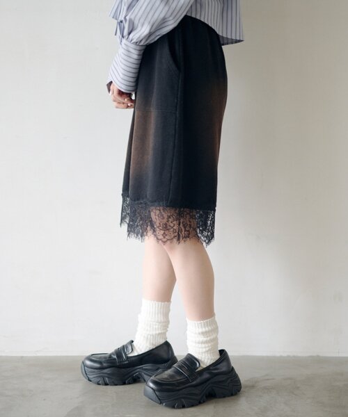 Kastane（カスタネ）の「【2026SSカタログ/セットアップ対応】スウェットハーフパンツ（スウェットパンツ・レディース・グレー/ブラック・FREE）」の4枚目の写真