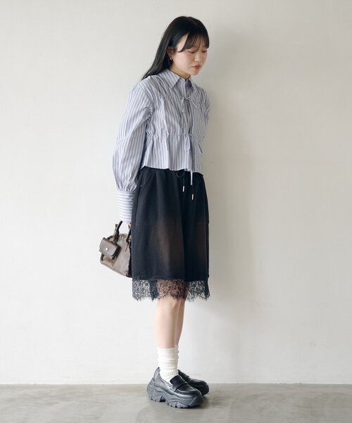 Kastane（カスタネ）の「【2026SSカタログ/セットアップ対応】スウェットハーフパンツ（スウェットパンツ・レディース・グレー/ブラック・FREE）」の10枚目の写真