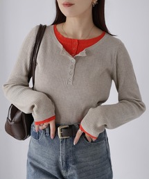 Riberry（リベリー）の「レイヤードライク配色ヘンリーリブニット（ニット/セーター）」