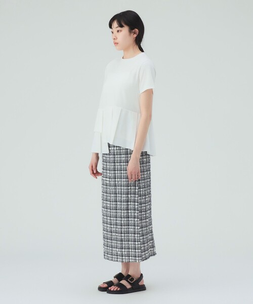 BEAMS HEART（ビームスハート）の「【1枚で主役級】アシンメトリー 異素材 プルオーバー（Tシャツ/カットソー・レディース・ブラック/オフホワイト/オレンジ/ブラウン・FREE）」の8枚目の写真