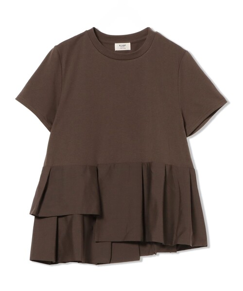 BEAMS HEART（ビームスハート）の「【1枚で主役級】アシンメトリー 異素材 プルオーバー（Tシャツ/カットソー・レディース・ブラック/オフホワイト/オレンジ/ブラウン・FREE）」の12枚目の写真