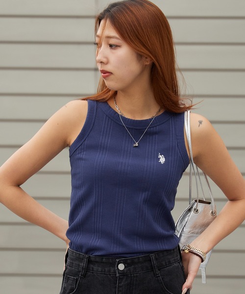 U.S. POLO ASSN.(ユーエスポロアッスン)の「U.S. POLO ASSN./ユーエスポロアッスン リブタンク(タンクトップ・レディース・ブラック/ネイビー/グレー/オフホワイト・M/L/S)」の4枚目の写真
