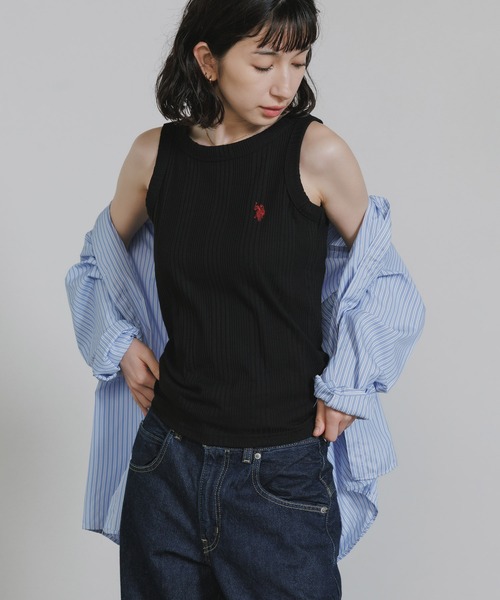 U.S. POLO ASSN.(ユーエスポロアッスン)の「U.S. POLO ASSN./ユーエスポロアッスン リブタンク(タンクトップ・レディース・ブラック/ネイビー/グレー/オフホワイト・M/L/S)」の2枚目の写真