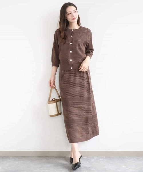 MK MICHEL KLEIN（エムケーミッシェルクラン）の「アイレット編みニット/前後2way/洗える（ニット/セーター・レディース・ピンク/ブラウン/ベージュ・38）」の7枚目の写真