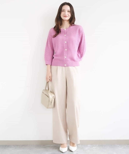 MK MICHEL KLEIN（エムケーミッシェルクラン）の「アイレット編みニット/前後2way/洗える（ニット/セーター・レディース・ピンク/ブラウン/ベージュ・38）」の16枚目の写真
