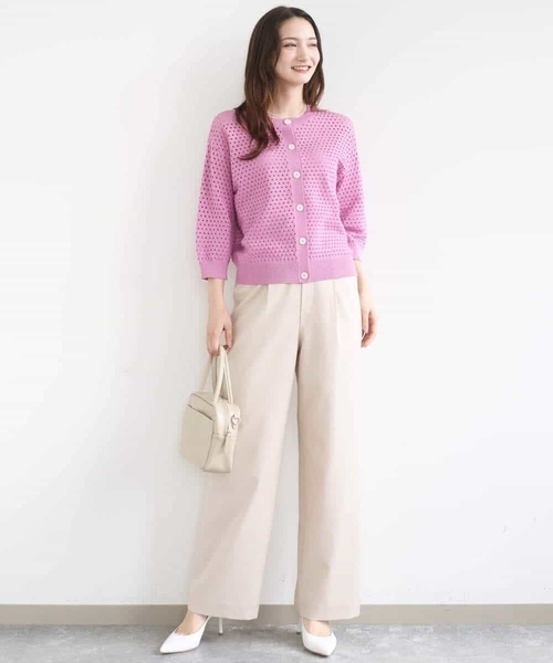 MK MICHEL KLEIN（エムケーミッシェルクラン）の「アイレット編みニット/前後2way/洗える（ニット/セーター・レディース・ピンク/ブラウン/ベージュ・38）」の18枚目の写真