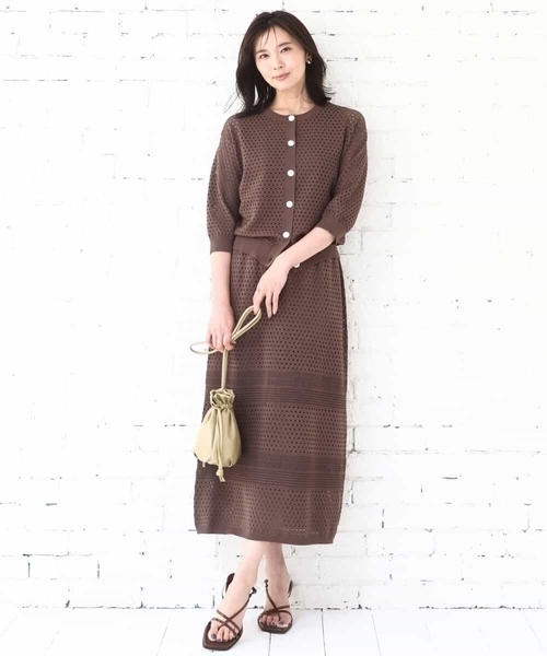 MK MICHEL KLEIN（エムケーミッシェルクラン）の「アイレット編みニット/前後2way/洗える（ニット/セーター・レディース・ピンク/ブラウン/ベージュ・38）」の19枚目の写真