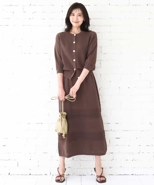 MK MICHEL KLEIN（エムケーミッシェルクラン）の「アイレット編みニット/前後2way/洗える（ニット/セーター・レディース・ピンク/ブラウン/ベージュ・38）」の20枚目の写真