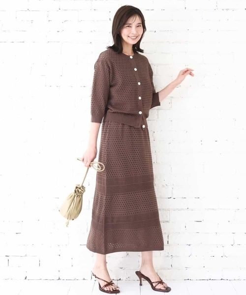 MK MICHEL KLEIN（エムケーミッシェルクラン）の「アイレット編みニット/前後2way/洗える（ニット/セーター・レディース・ピンク/ブラウン/ベージュ・38）」の21枚目の写真