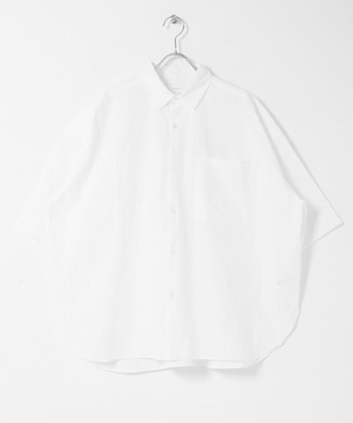 かぐれ(カグレ)の「ワイドハーフスリーブシャツ(Tシャツ/カットソー・レディース・ネイビー/オフホワイト・FREE)」の20枚目の写真