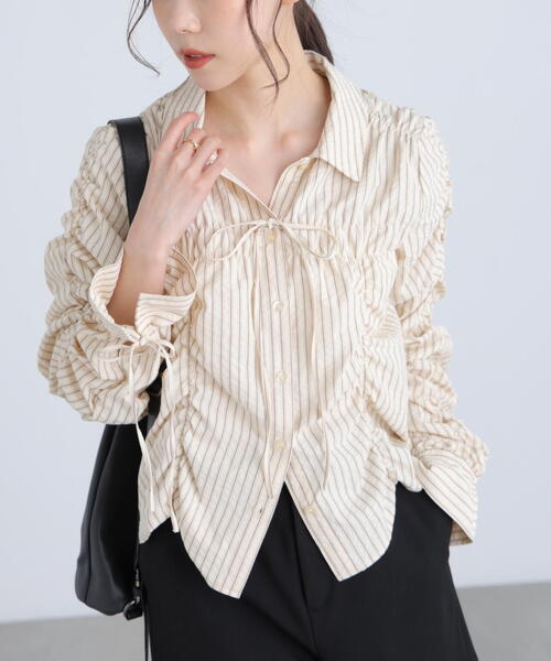 FREE'S MART（フリーズマート）の「◆シャーリングアソートシャツ（シャツ/ブラウス・レディース・ホワイト系その他2/ベージュ系その他/ホワイト系その他/ブルー系その他・FREE）」の6枚目の写真