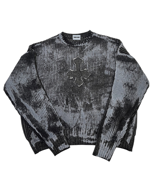 Dirty Painting Grunge Cross Knit (darkgray*black) — вязаная футболка с графическим крестом