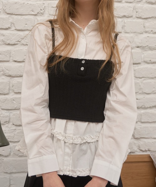 Birthday room（バースデイルーム）の「ニットキャミビスチェ/Knit cami bustier（キャミソール・レディース・ブラック/ライトブルー・FREE）」の13枚目の写真