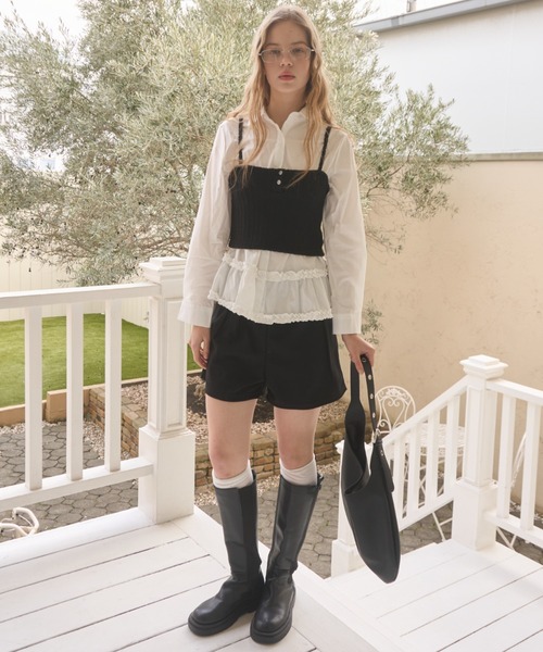 Birthday room（バースデイルーム）の「ニットキャミビスチェ/Knit cami bustier（キャミソール・レディース・ブラック/ライトブルー・FREE）」の16枚目の写真