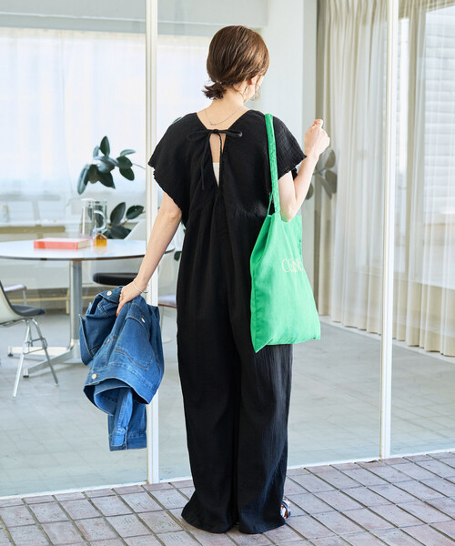 FREAK'S STORE（フリークスストア）の「限定展開　インド ダブルガーゼ シャーリング オールインワン（つなぎ/オールインワン・レディース・ブラック/ブラウン/オリーブ/ナチュラル/ブルー・SMALL/MEDIUM）」の8枚目の写真