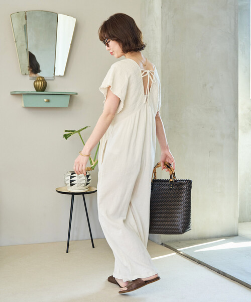 FREAK'S STORE（フリークスストア）の「限定展開　インド ダブルガーゼ シャーリング オールインワン（つなぎ/オールインワン・レディース・ブラック/ブラウン/オリーブ/ナチュラル/ブルー・SMALL/MEDIUM）」の17枚目の写真