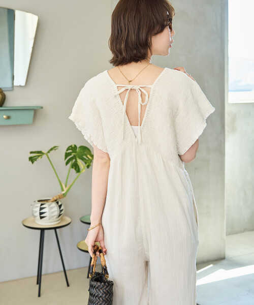 FREAK'S STORE（フリークスストア）の「限定展開　インド ダブルガーゼ シャーリング オールインワン（つなぎ/オールインワン・レディース・ブラック/ブラウン/オリーブ/ナチュラル/ブルー・SMALL/MEDIUM）」の19枚目の写真