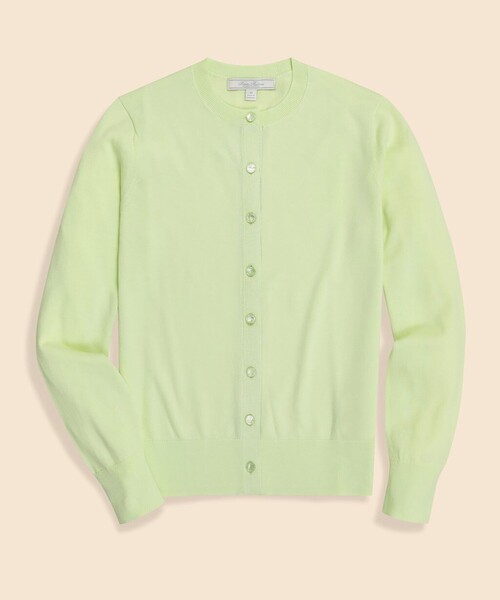 BROOKS BROTHERS(ブルックスブラザーズ)の「スーピマコットン クルーネック カーディガン(カーディガン/ボレロ・レディース・ライム/ベージュ/イエロー/ライトブルー/ライトピンク・LARGE/SMALL/X-SMALL/MEDIUM)」の1枚目の写真
