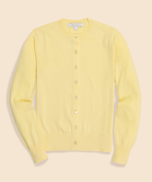 BROOKS BROTHERS(ブルックスブラザーズ)の「スーピマコットン クルーネック カーディガン(カーディガン/ボレロ・レディース・ライム/ベージュ/イエロー/ライトブルー/ライトピンク・LARGE/SMALL/X-SMALL/MEDIUM)」の4枚目の写真