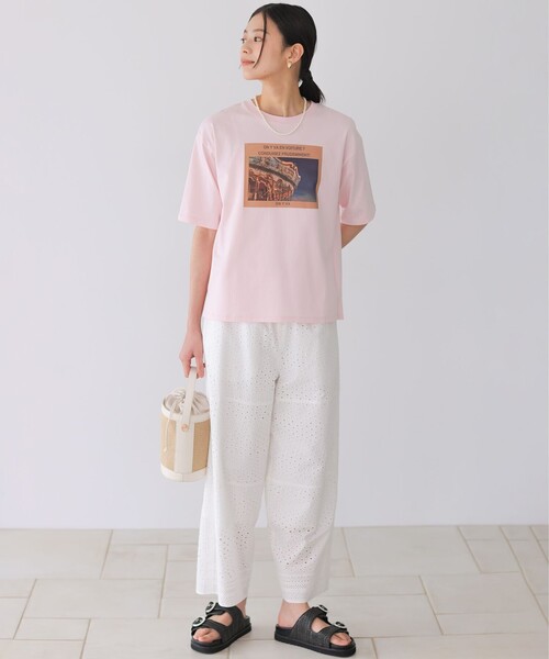 組曲 S(クミキョク チイサイサイズ)の「チャットフォト Tシャツ(Tシャツ/カットソー・レディース・ホワイト系/ピンク系・S2)」の12枚目の写真