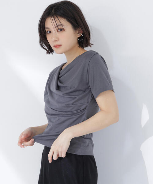 NATURAL BEAUTY BASIC(ナチュラルビューティーベーシック)の「◇コンパクトドレープカットソー(Tシャツ/カットソー・レディース・ブラック/オフホワイト/チャコールグレー・FREE)」の14枚目の写真