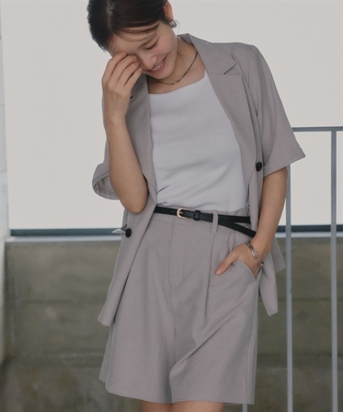 Petitjo(プッチージョ)の「小さいサイズ 麻調ハーフスリーブジャケット 低身長さん・小柄女性(カバーオール・レディース・グレー/ベージュ・PL/PM/PS/PSS)」の14枚目の写真