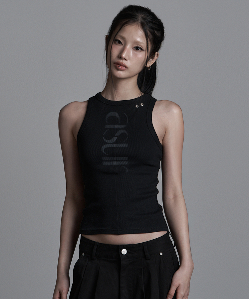as you are(アズユーアー)の「ソイングターンロゴスリーブレスブラック(Tシャツ/カットソー・レディース・その他・OS)」の1枚目の写真