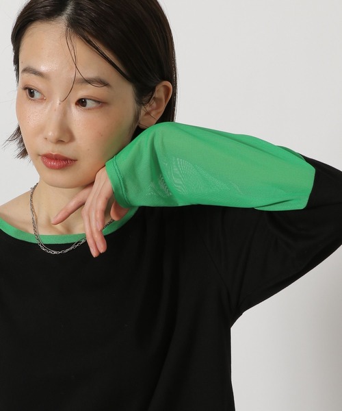 LAKOLE（ラコレ）の「袖配色プルオーバー長袖 / 654808（Tシャツ/カットソー・レディース・オフホワイト/グレー/ブラック・FREE）」の2枚目の写真