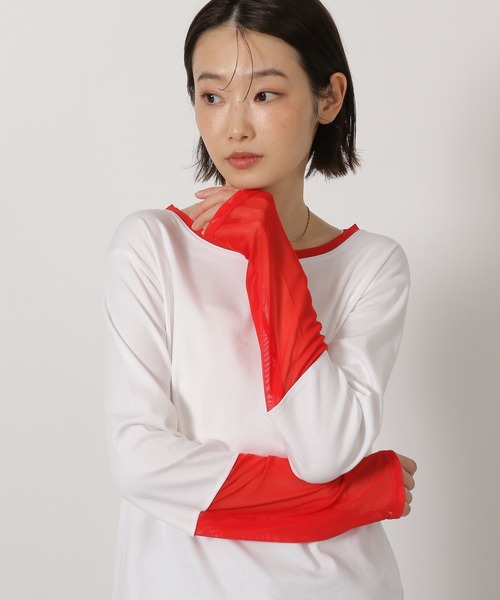 LAKOLE（ラコレ）の「袖配色プルオーバー長袖 / 654808（Tシャツ/カットソー・レディース・オフホワイト/グレー/ブラック・FREE）」の6枚目の写真