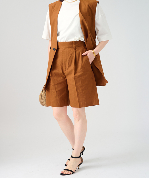 VERMEIL par iena（ヴェルメイユパーイエナ）の「Clean Linen ショーツ（その他パンツ・レディース・キャメル/ベージュ・38/36）」の7枚目の写真