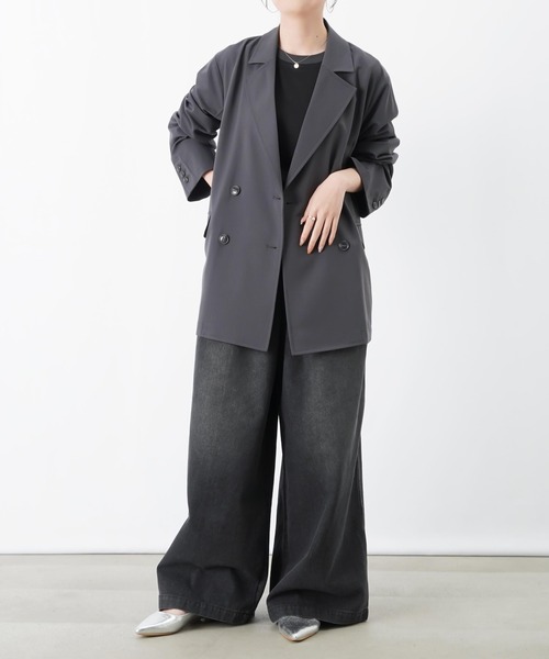 LUCA/LADY LUCK LUCA（ルカ/レディラックルカ）の「LC/LLL バックタックテーラージャケット（テーラードジャケット・レディース・チャコールグレー/グレイッシュベージュ・FREE）」の4枚目の写真