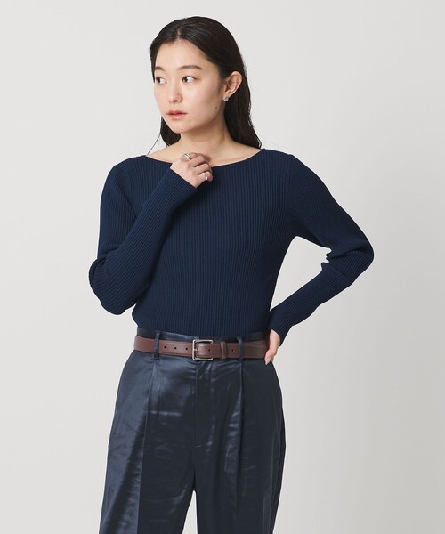 MARW UNITED ARROWS(マルゥ ユナイテッドアローズ)の「<MARW UNITED ARROWS>リブ ボートネック ニット(ニット/セーター・レディース・ネイビー/オフホワイト/ブラック/ライトグレー・FREE)」の4枚目の写真