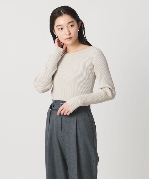 MARW UNITED ARROWS(マルゥ ユナイテッドアローズ)の「<MARW UNITED ARROWS>リブ ボートネック ニット(ニット/セーター・レディース・ネイビー/オフホワイト/ブラック/ライトグレー・FREE)」の5枚目の写真