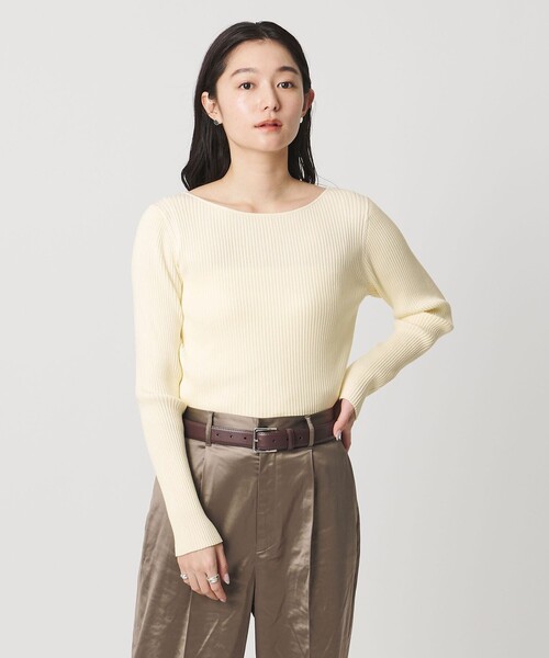 MARW UNITED ARROWS(マルゥ ユナイテッドアローズ)の「<MARW UNITED ARROWS>リブ ボートネック ニット(ニット/セーター・レディース・ネイビー/オフホワイト/ブラック/ライトグレー・FREE)」の7枚目の写真
