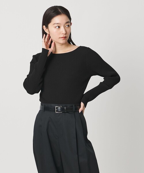 MARW UNITED ARROWS(マルゥ ユナイテッドアローズ)の「<MARW UNITED ARROWS>リブ ボートネック ニット(ニット/セーター・レディース・ネイビー/オフホワイト/ブラック/ライトグレー・FREE)」の9枚目の写真