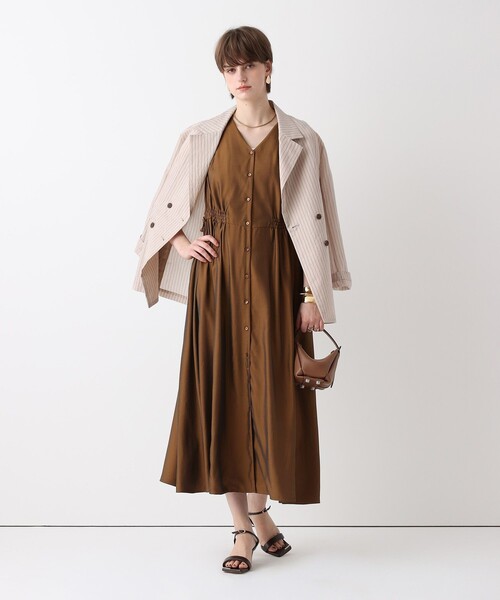 allureville（アルアバイル）の「シアーストライプジャケット（テーラードジャケット・レディース・ピンクベージュ・2）」の3枚目の写真