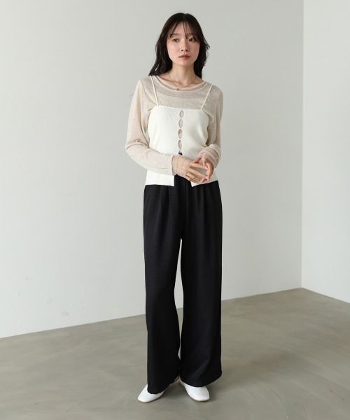 Bab(バブ)の「【1枚でもインナー使いにもおすすめ】チュールレイヤード風カットソー(Tシャツ/カットソー・レディース・ベージュ/オフホワイト/グレー・M)」の20枚目の写真
