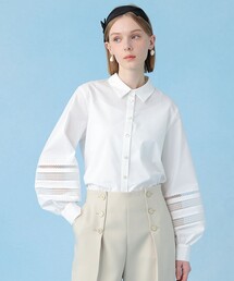 ブロードレース切り替えスリーブ ブラウス