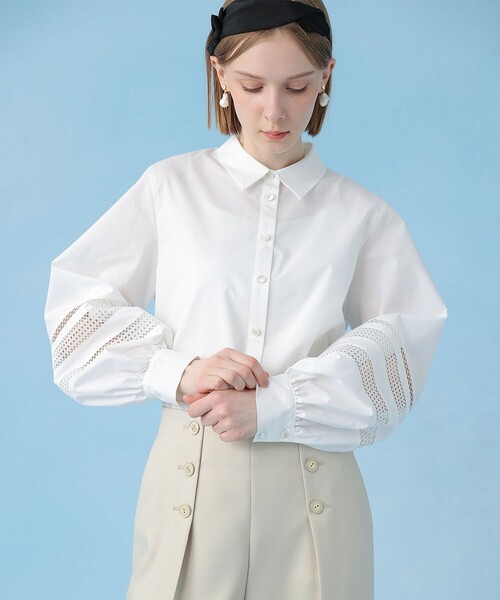 ANAYI（アナイ）の「ブロードレース切り替えスリーブ ブラウス（シャツ/ブラウス・レディース・ホワイト・36/38）」の9枚目の写真