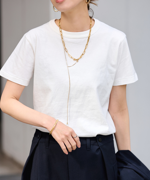 FRAMeWORK(フレームワーク)の「Healthknit/ヘルスニット tonpkins CN SS(Tシャツ/カットソー・レディース・ネイビー/スミクロ/ホワイト系その他・FREE)」の2枚目の写真