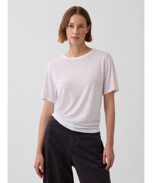 GAP(ギャップ)の「リネンブレンド リラックスフィット Tシャツ(Tシャツ/カットソー・レディース・ホワイト/ブラック/ブルー/ブラウン・XS/S/M/L/XL/XXS)」の1枚目の写真