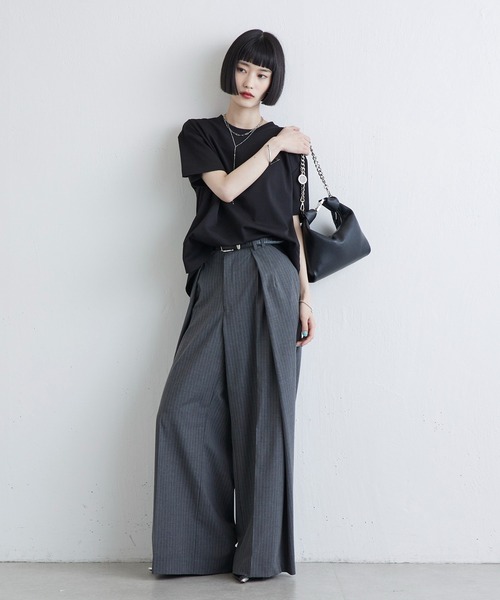 Lui's(ルイス)の「ポプリンストライプラップデザインパンツ(スラックス・レディース・ブラック/グレー・36/38)」の21枚目の写真