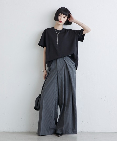 Lui's(ルイス)の「ポプリンストライプラップデザインパンツ(スラックス・レディース・ブラック/グレー・36/38)」の20枚目の写真