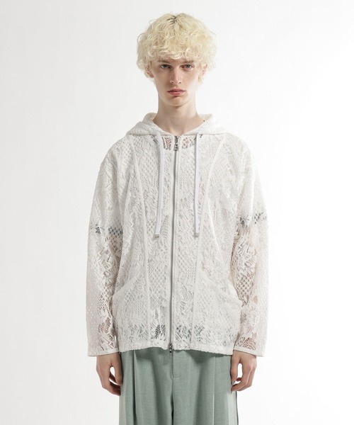 HARE（ハレ）の「フラワーレースZIPパーカー(HARE)（パーカー・メンズ・ホワイト/ネイビー/ブラック・FREE）」の4枚目の写真