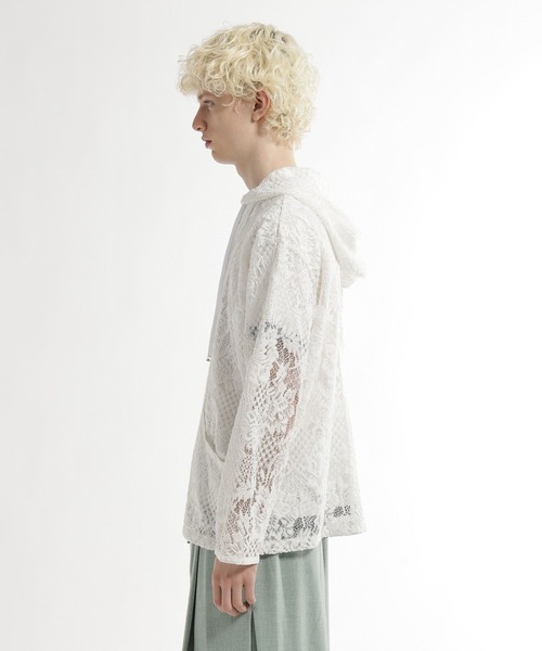 HARE（ハレ）の「フラワーレースZIPパーカー(HARE)（パーカー・メンズ・ホワイト/ネイビー/ブラック・FREE）」の5枚目の写真