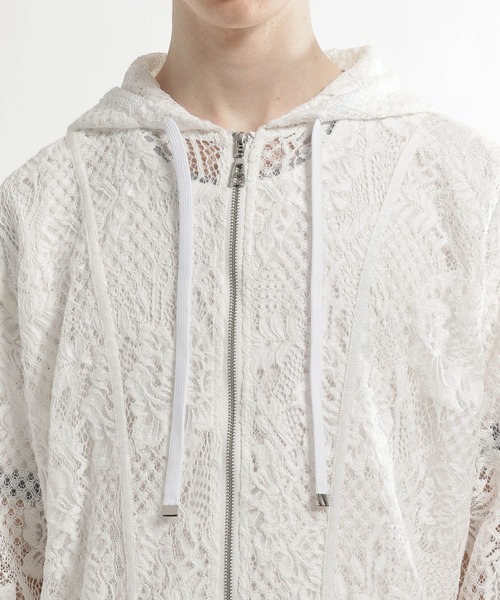 HARE（ハレ）の「フラワーレースZIPパーカー(HARE)（パーカー・メンズ・ホワイト/ネイビー/ブラック・FREE）」の7枚目の写真