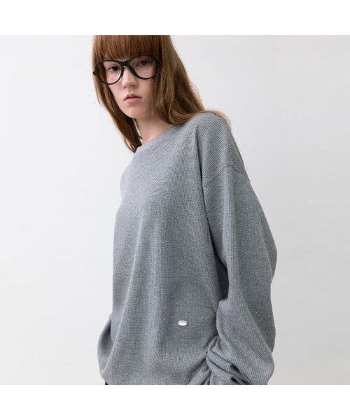 ATELIER NAIN(アトリエナイン)の「WAFFLE LONG SLEEVE TEE (T-7193)(Tシャツ/カットソー・レディース・ヘザーグレー/オートミール・FREE)」の1枚目の写真
