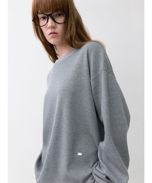 ATELIER NAIN(アトリエナイン)の「WAFFLE LONG SLEEVE TEE (T-7193)(Tシャツ/カットソー・レディース・ヘザーグレー/オートミール・FREE)」の3枚目の写真